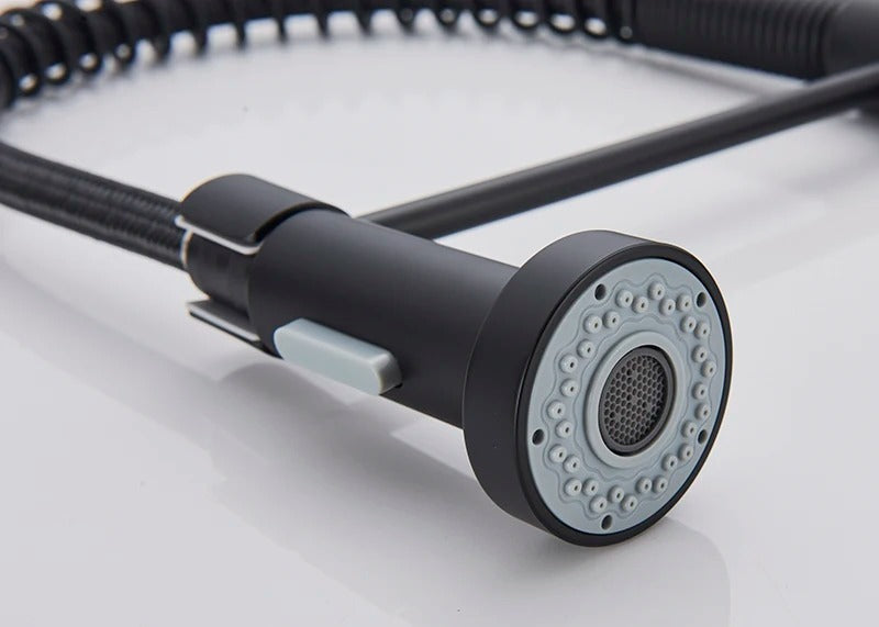 Küchenarmatur mit ausziehbarer Handbrause Spiralsprühkopf - Küchenmischbatterie aus Messing