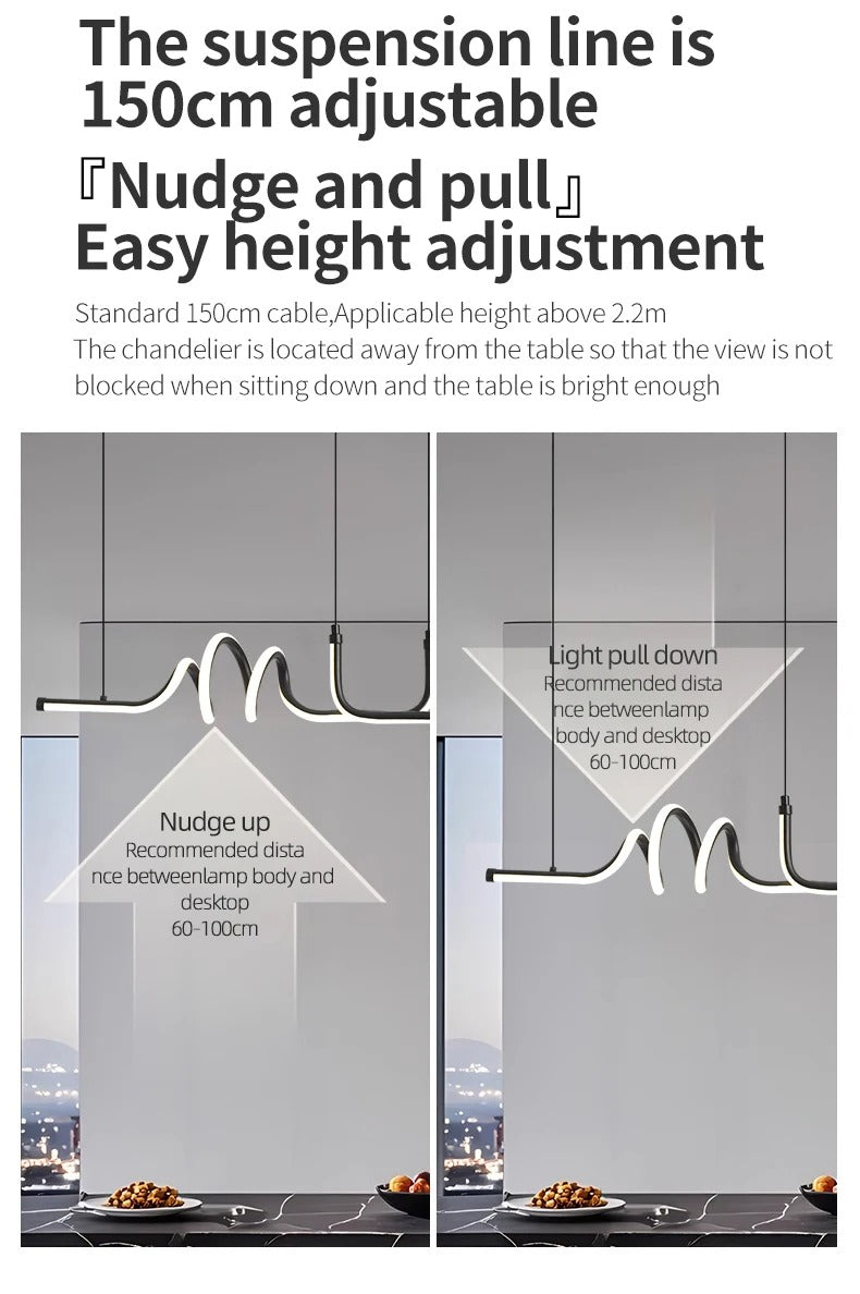 Moderne schwarze LED-Pendelleuchte – Minimalistisches Design für Esszimmer und Wohnzimmer