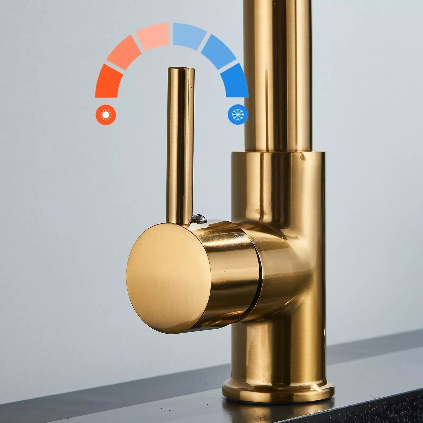 Küchenarmatur mit ausziehbarer Handbrause Spiralsprühkopf - Küchenmischbatterie aus Messing