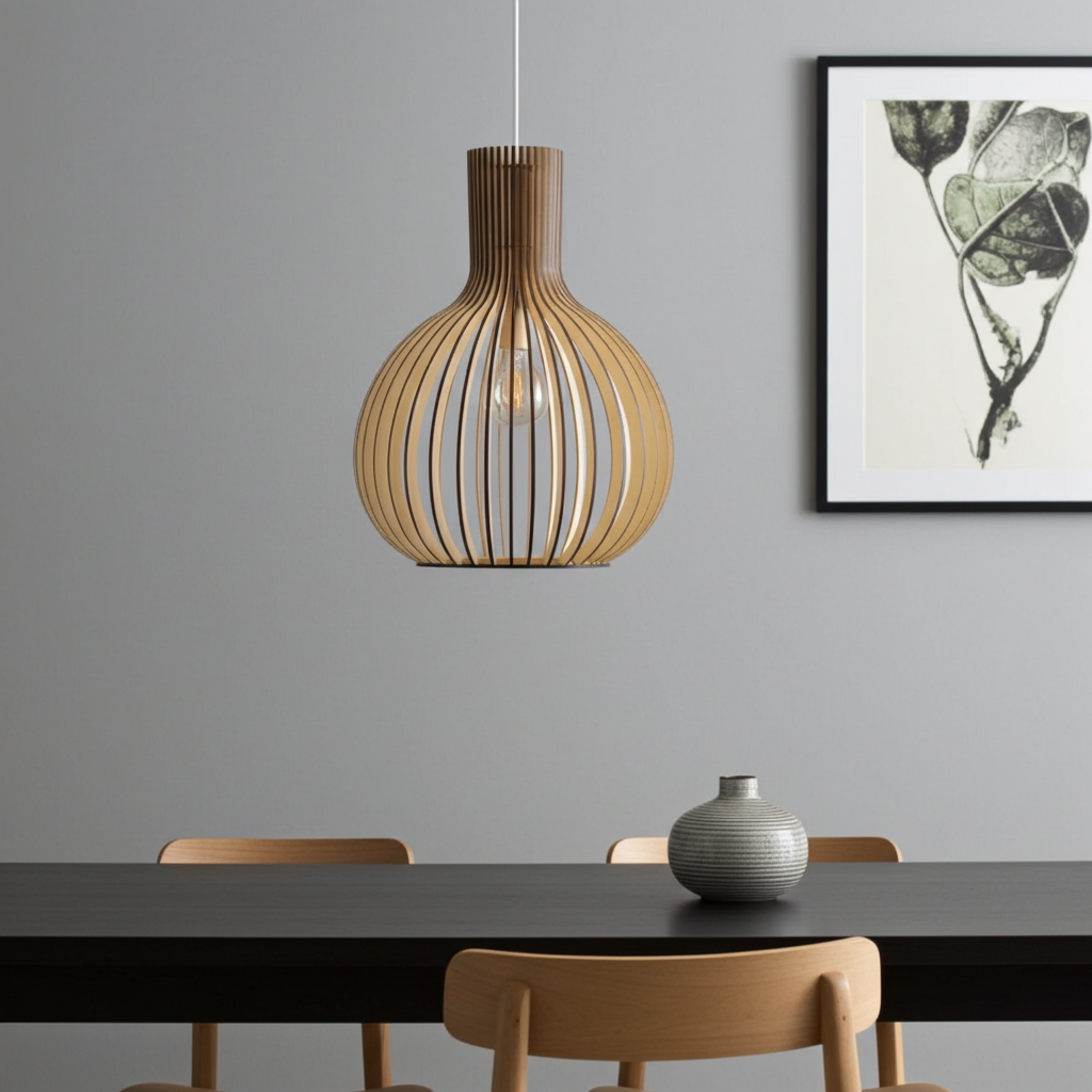 Hängelampe aus Holzkäfig im Landhausstil