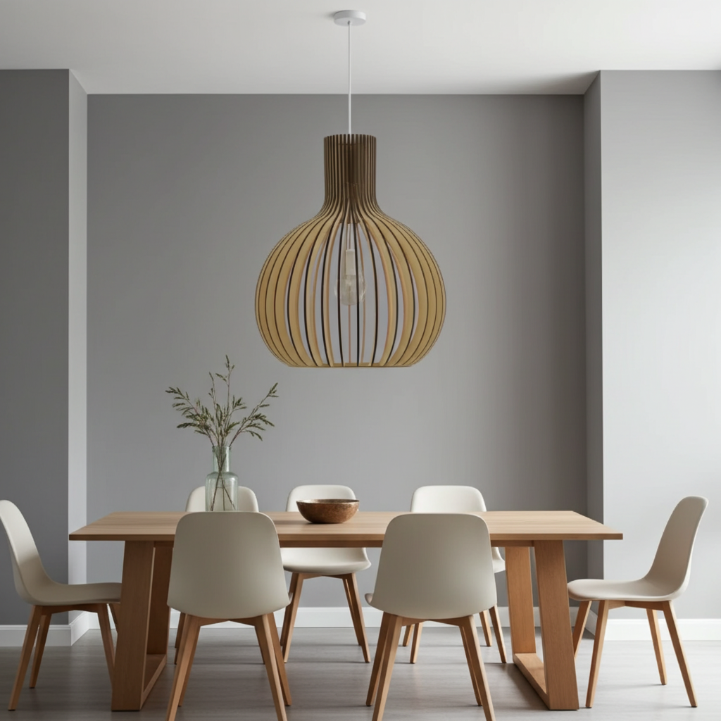 Hängelampe aus Holzkäfig im Landhausstil