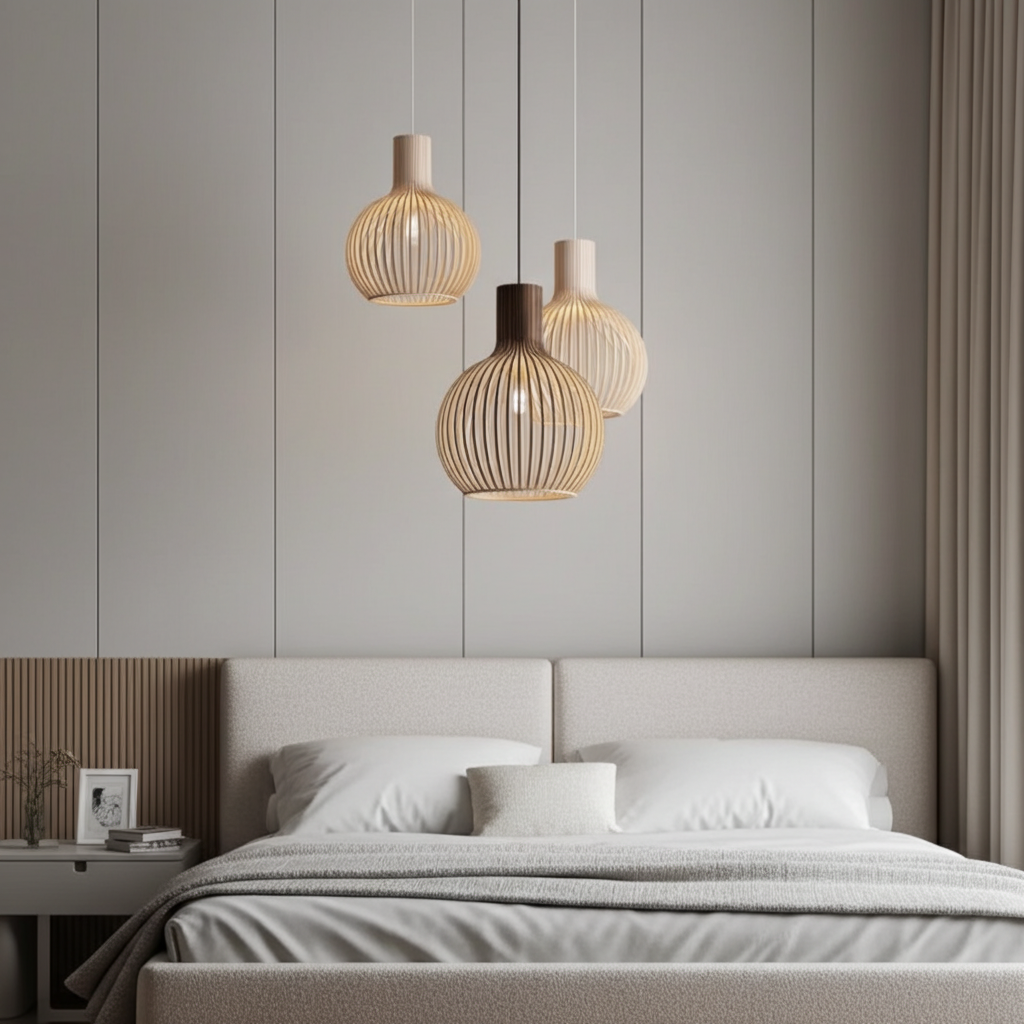 Hängelampe aus Holzkäfig im Landhausstil
