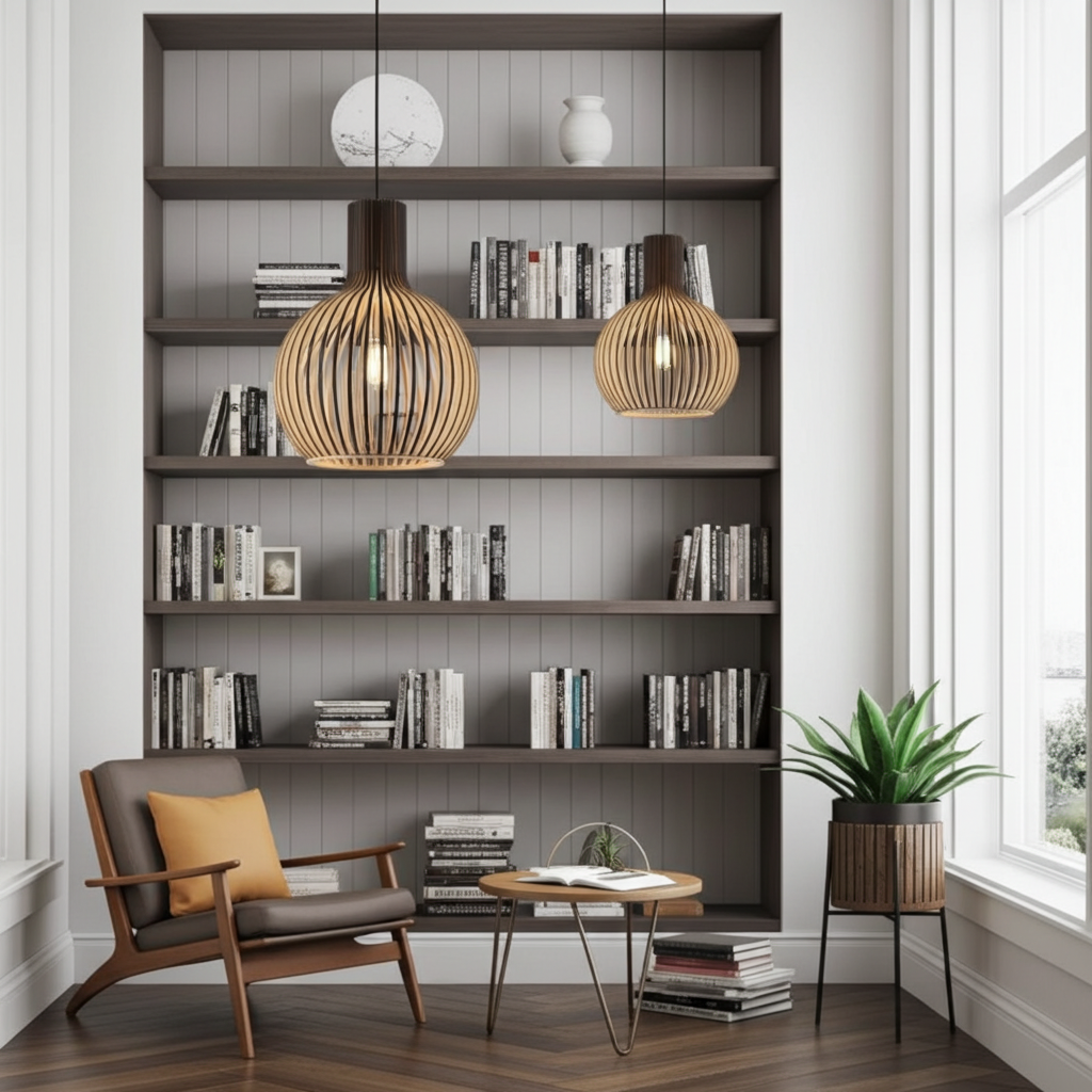 Hängelampe aus Holzkäfig im Landhausstil