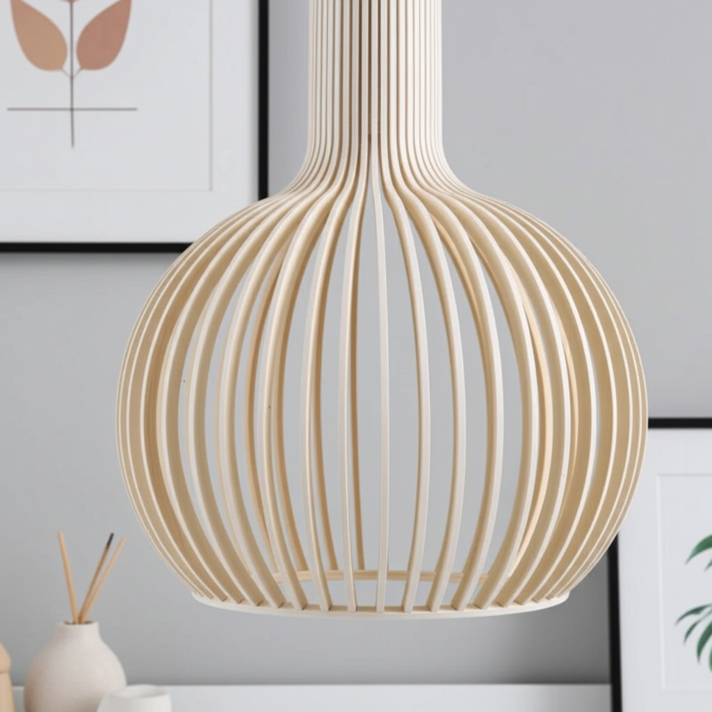 Hängelampe aus Holzkäfig im Landhausstil