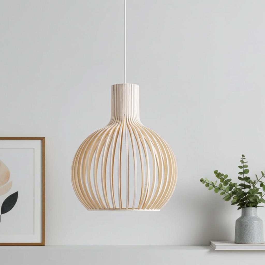 Hängelampe aus Holzkäfig im Landhausstil