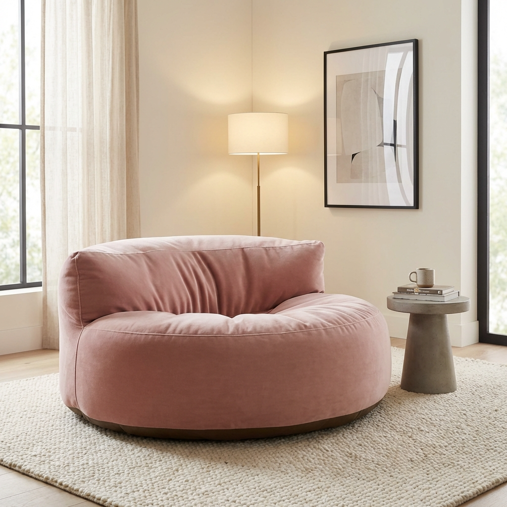 Runder Sitzsack aus dickem Samt