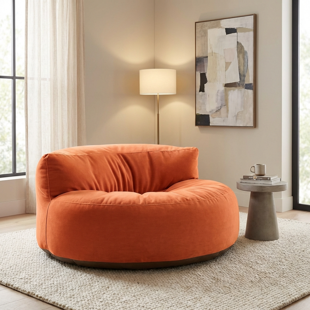 Runder Sitzsack aus dickem Samt