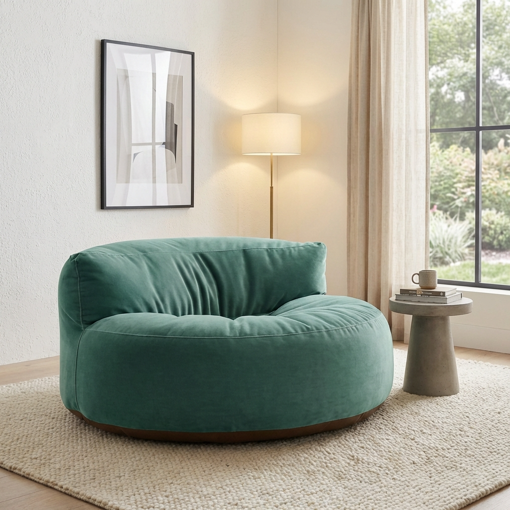 Runder Sitzsack aus dickem Samt