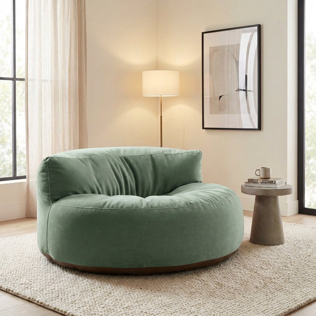 Runder Sitzsack aus dickem Samt