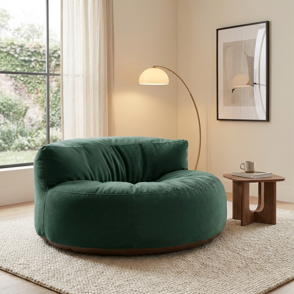 Runder Sitzsack aus dickem Samt