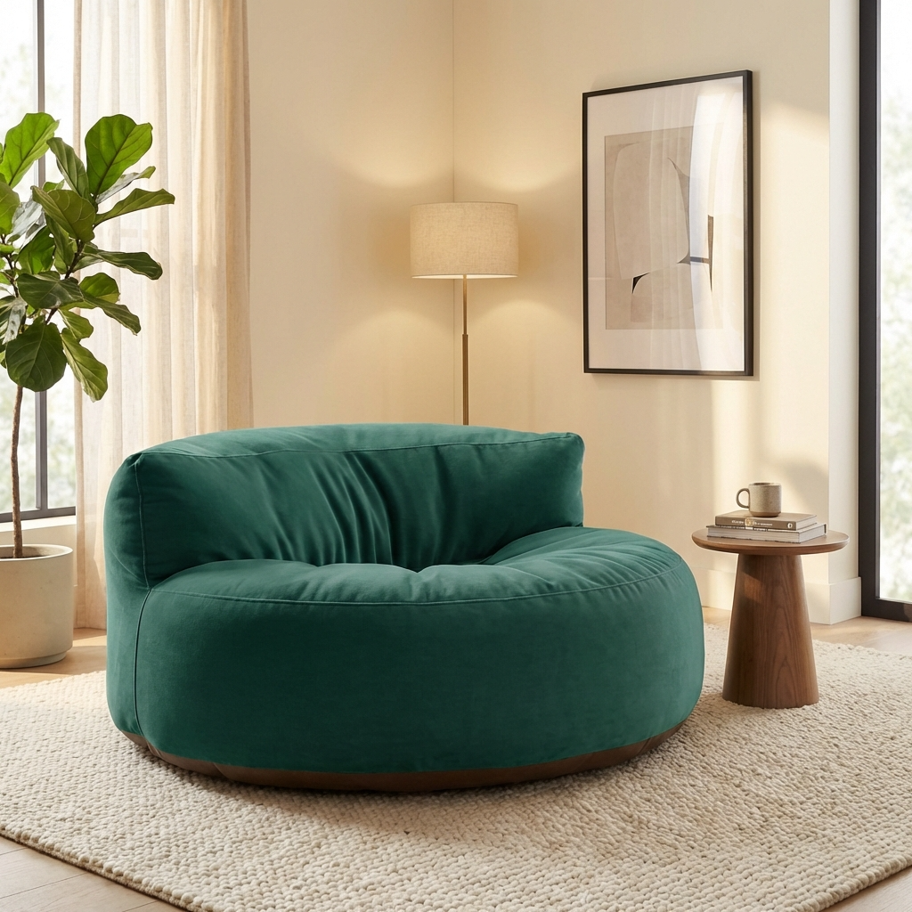 Runder Sitzsack aus dickem Samt