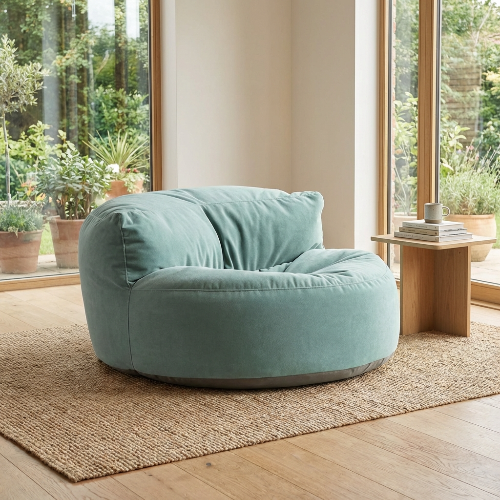 Runder Sitzsack aus dickem Samt