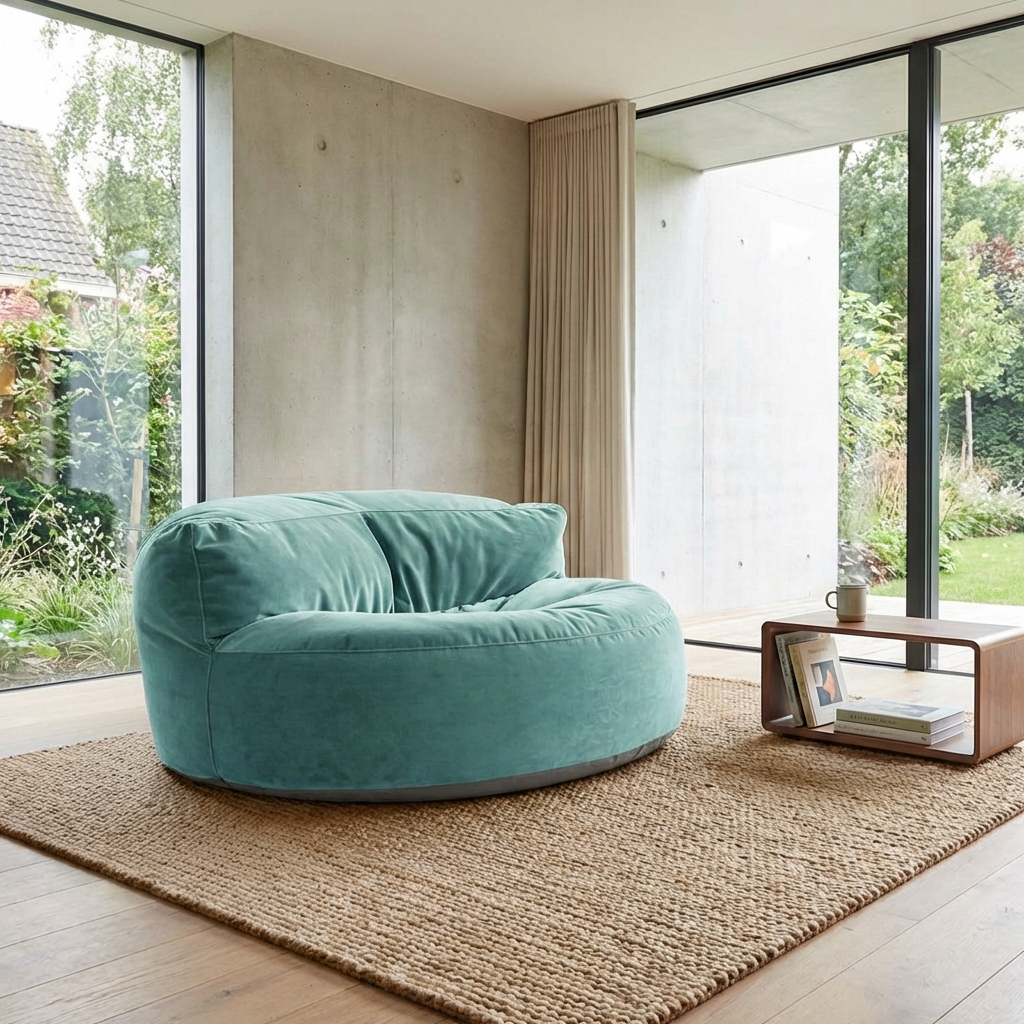 Runder Sitzsack aus dickem Samt