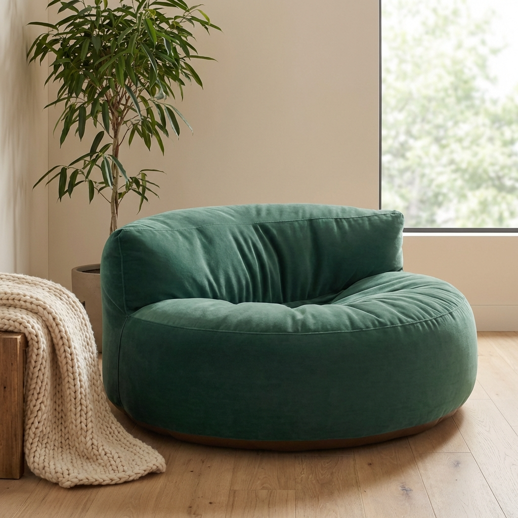 Runder Sitzsack aus dickem Samt