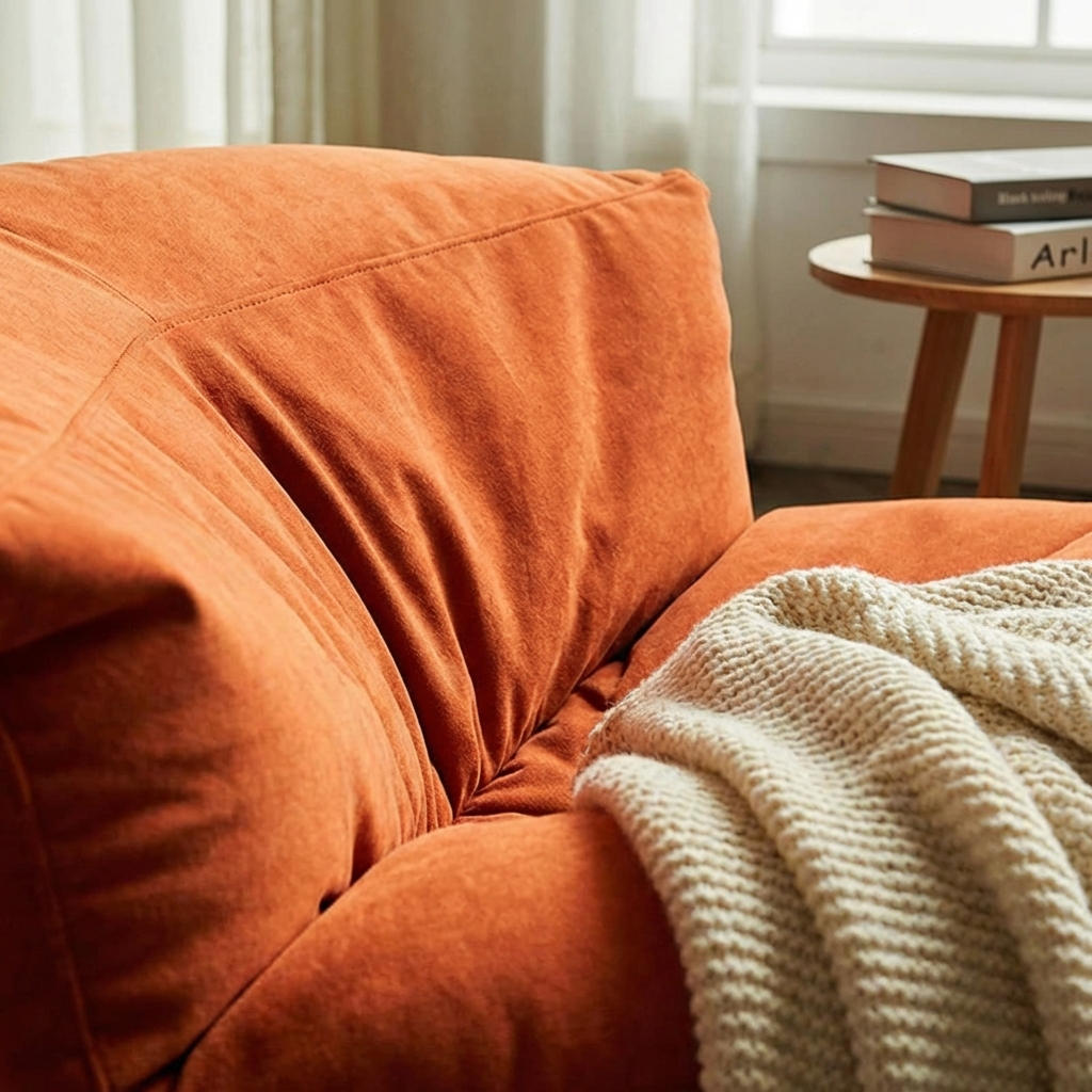 Runder Sitzsack aus dickem Samt