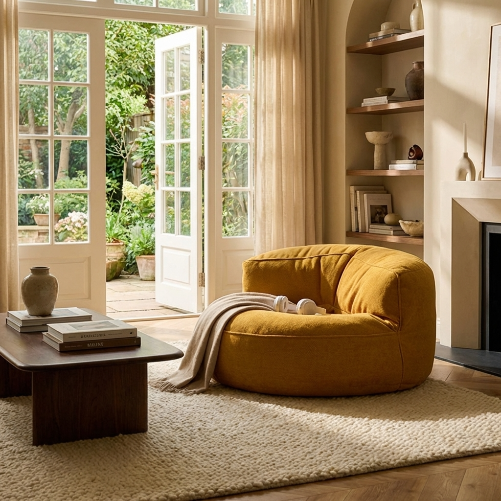 Runde Sitzsäcke aus Chenille