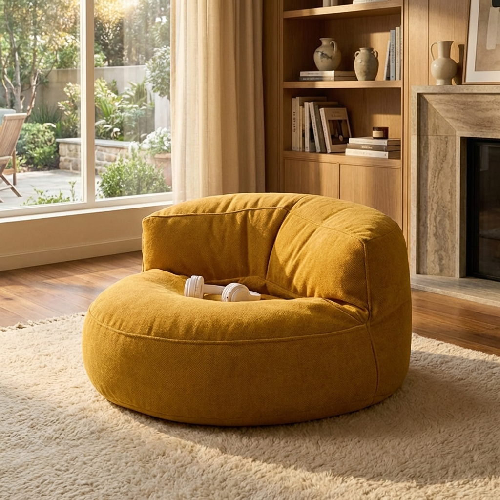 Runde Sitzsäcke aus Chenille