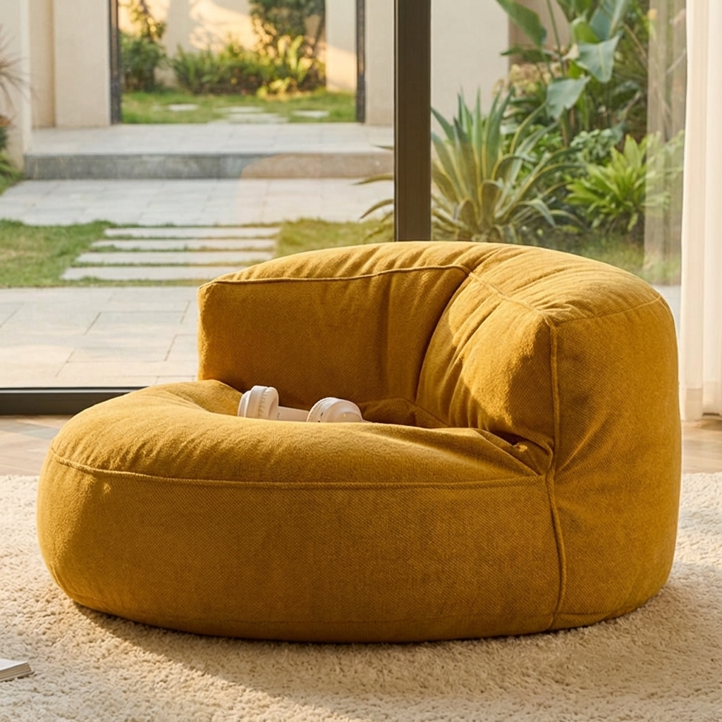 Runde Sitzsäcke aus Chenille