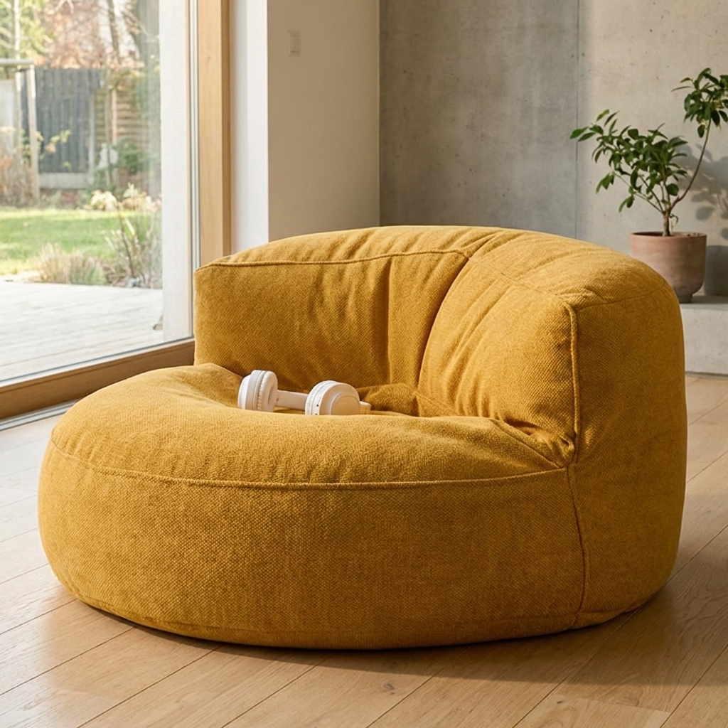 Runde Sitzsäcke aus Chenille