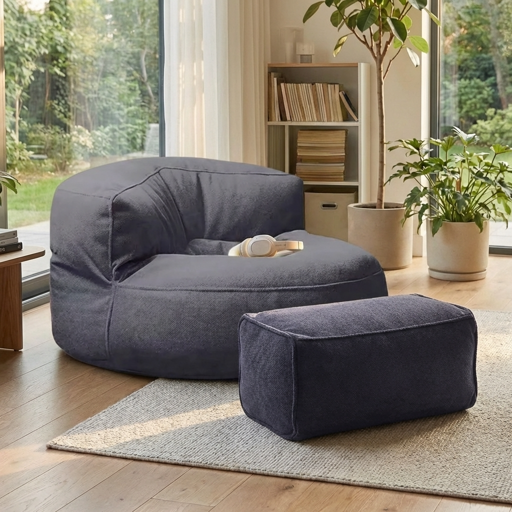 Runde Sitzsäcke aus Chenille