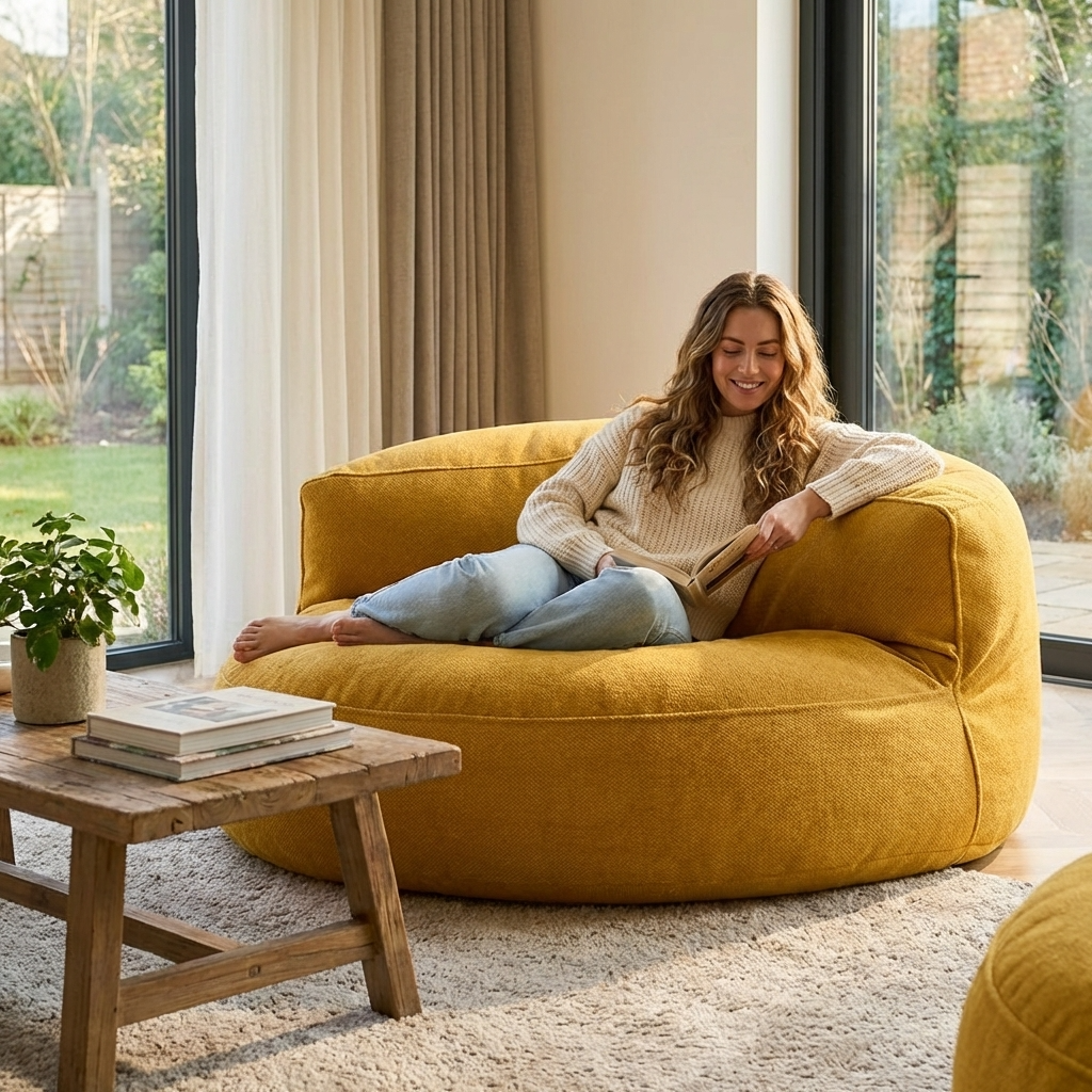 Zitzak Loveseat Rond Dik Chenille