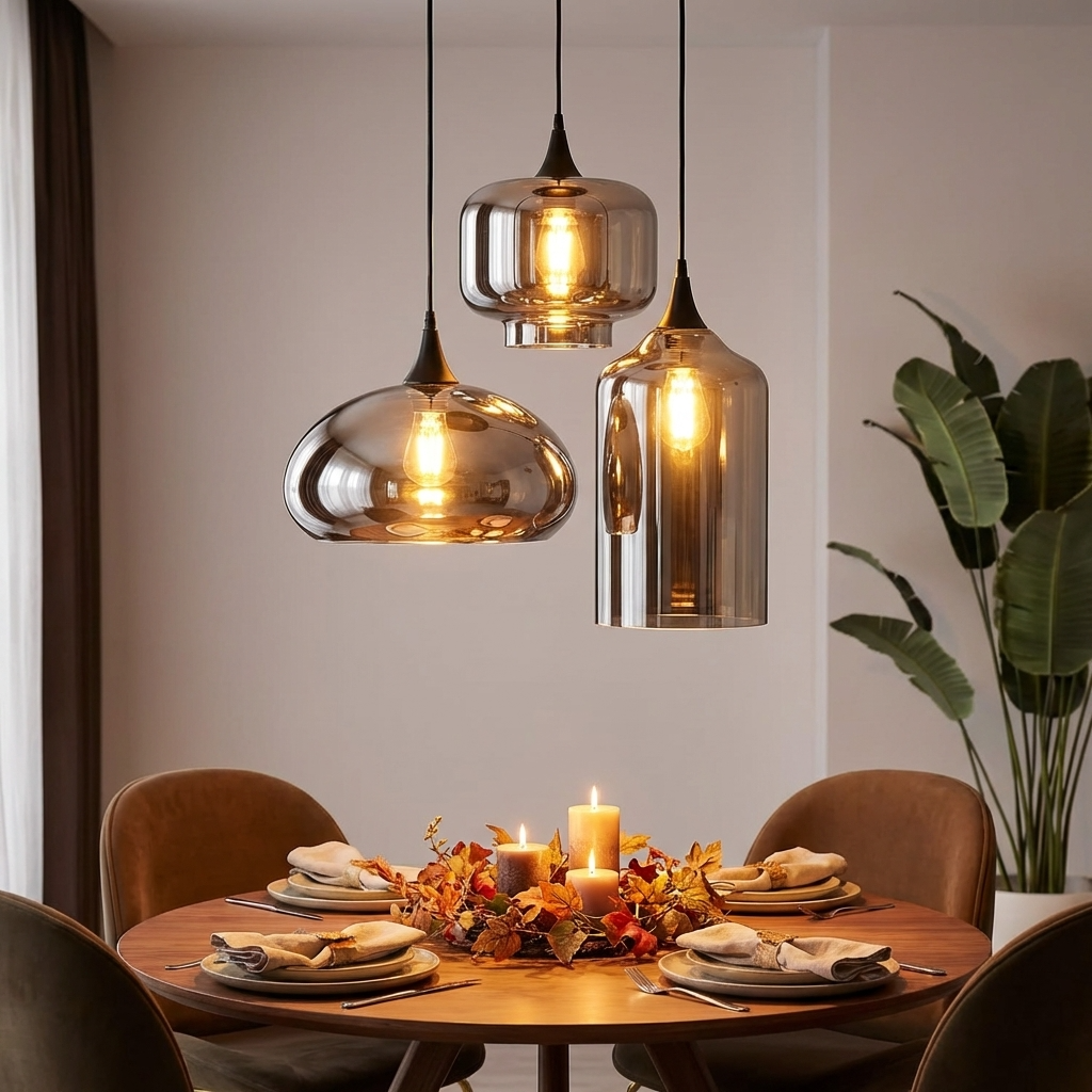 Onregelmatige Glazen Hanglamp — 3-Lichts Kroonluchter