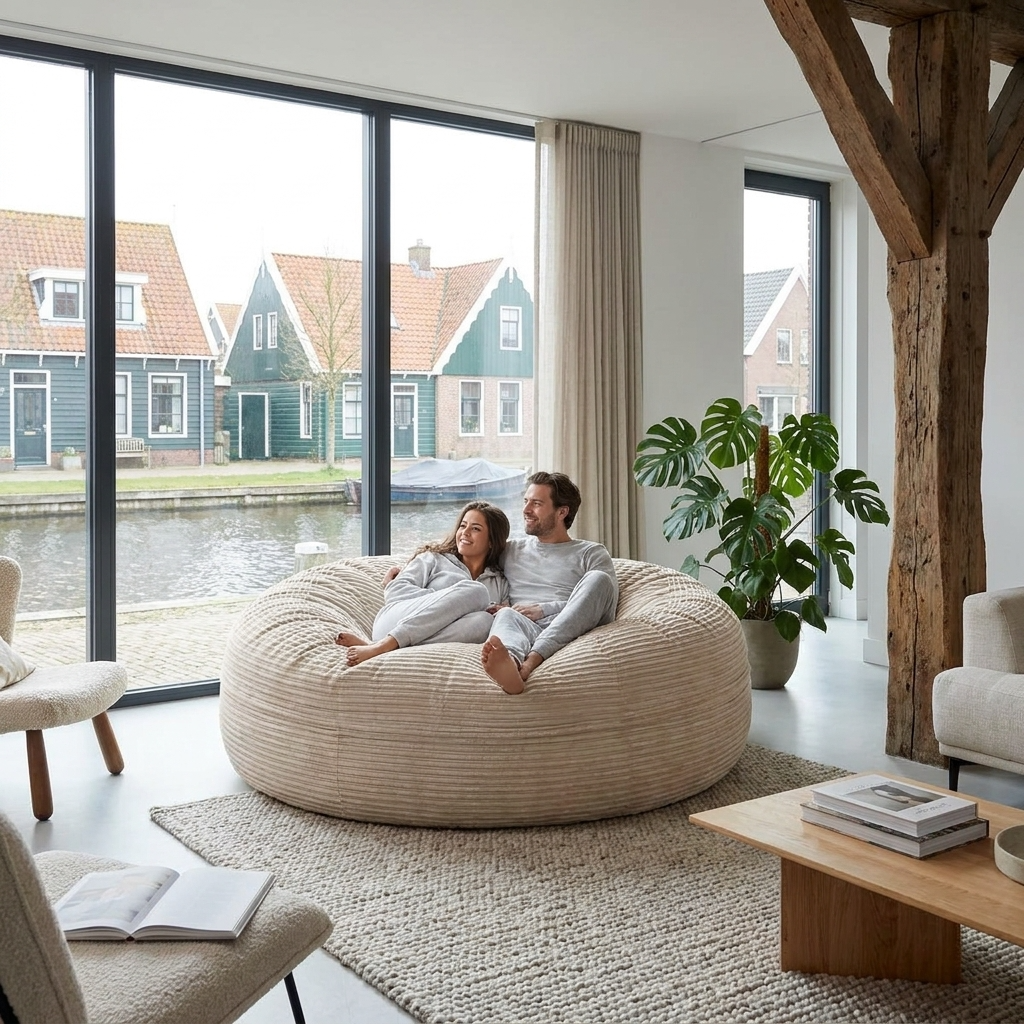Big Mega XXL Beanbag Ribbed Fabric Included foam fillings