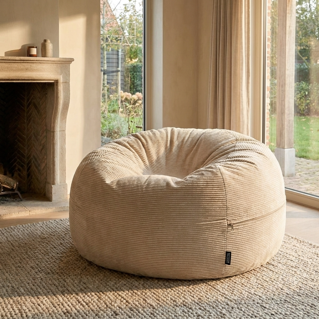 Big Mega XXL Beanbag Ribbed Fabric Included foam fillings