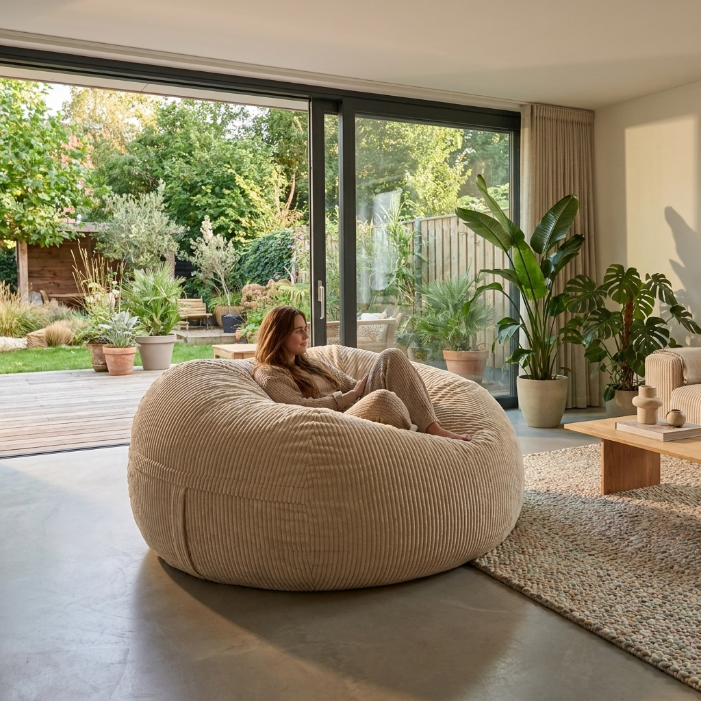 Big Mega XXL Beanbag Ribbed Fabric Included foam fillings