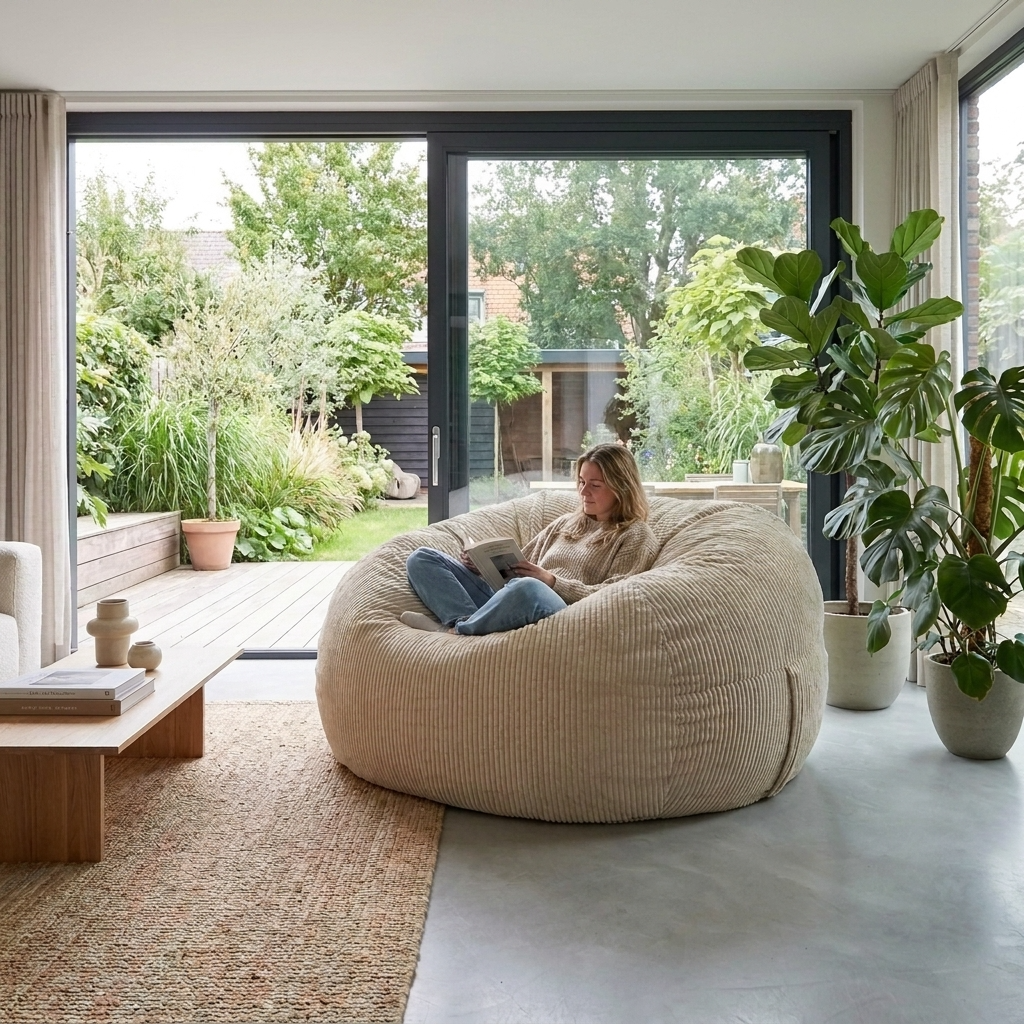 Big Mega XXL Beanbag Ribbed Fabric Included foam fillings