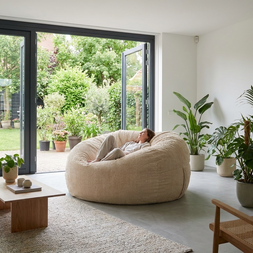 Big Mega XXL Beanbag Ribbed Fabric Included foam fillings