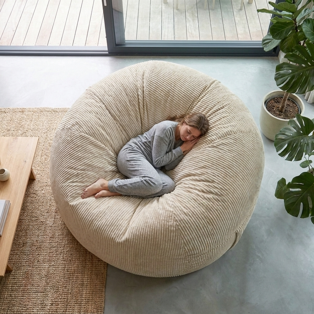 Big Mega XXL Beanbag Ribbed Fabric Included foam fillings