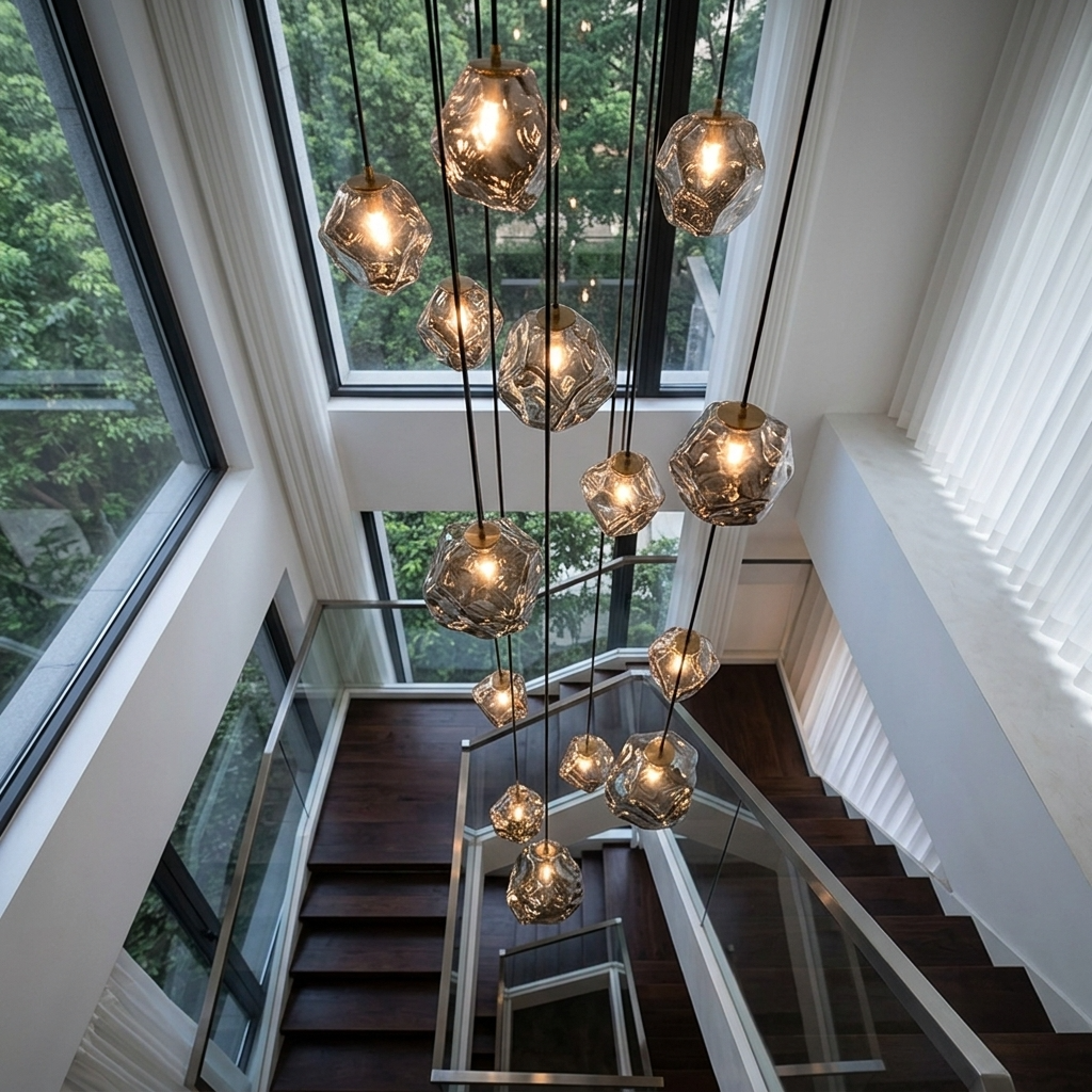 Moderne LED-Ringpendelleuchte – 11 Ringe, dimmbar mit Fernbedienung