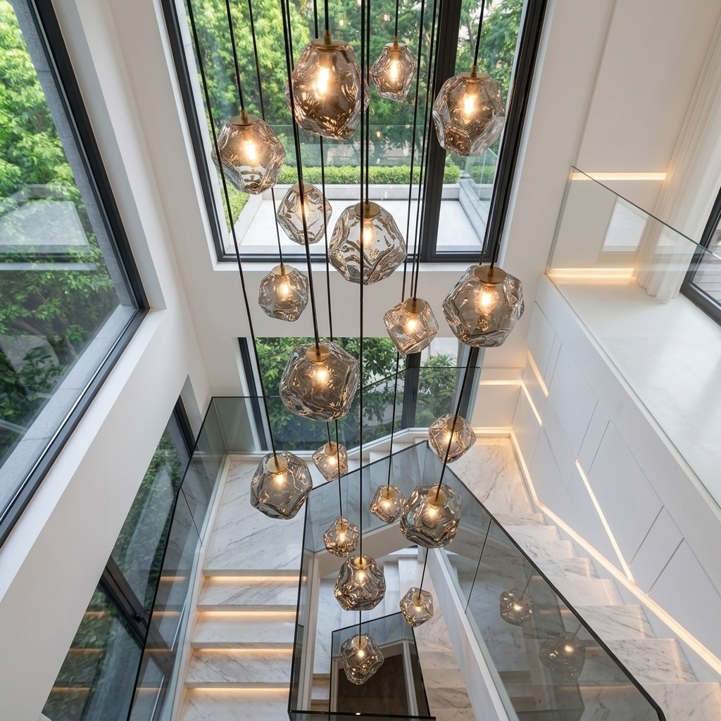 Moderne LED-Ringpendelleuchte – 11 Ringe, dimmbar mit Fernbedienung
