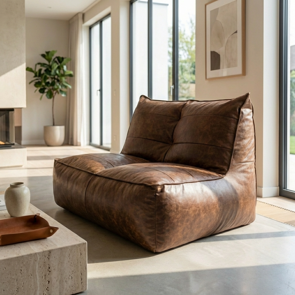 Wagrex - Fauteuil Zitzak Bank Modern Retro-Leer