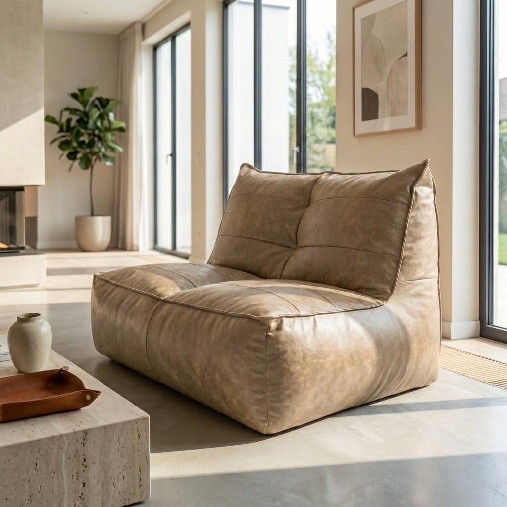 Wagrex - Fauteuil Zitzak Bank Modern Retro-Leer