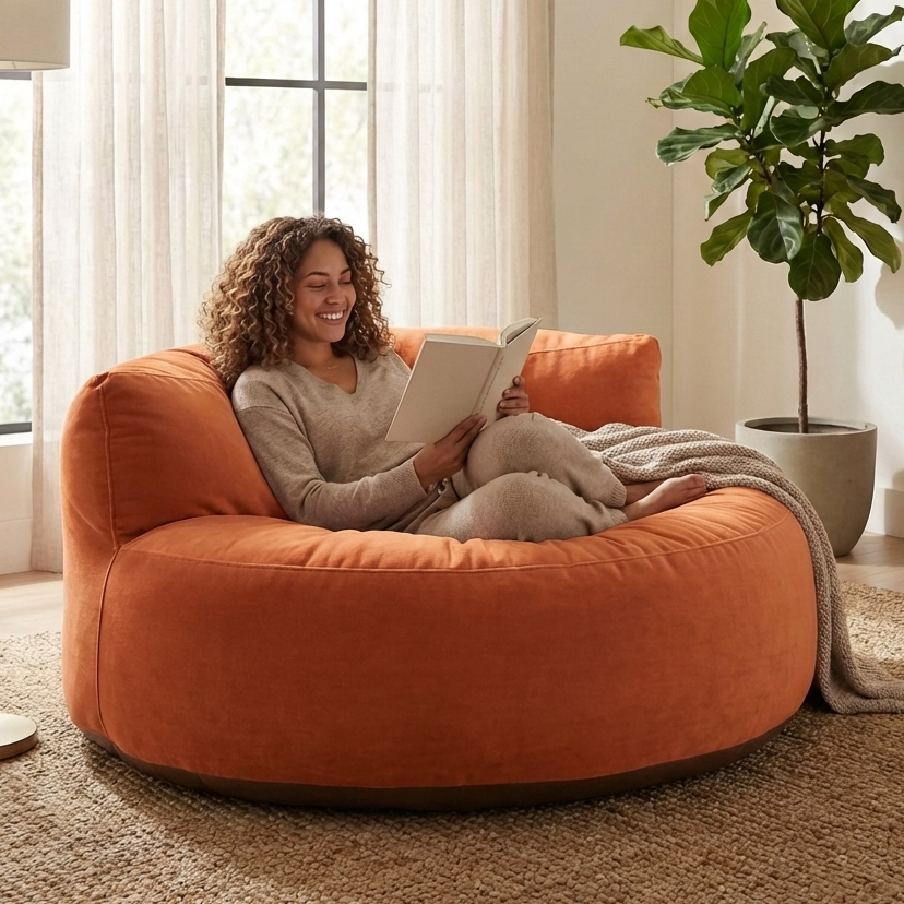 Wagrex - Ronde Loveseat Zitzak Zacht Fluwelen Stof