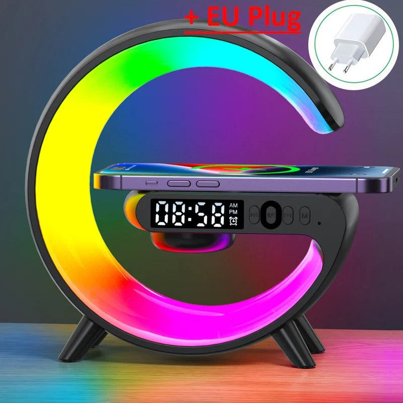 All-in-One Wireless Charger with Speaker, LED + Clock