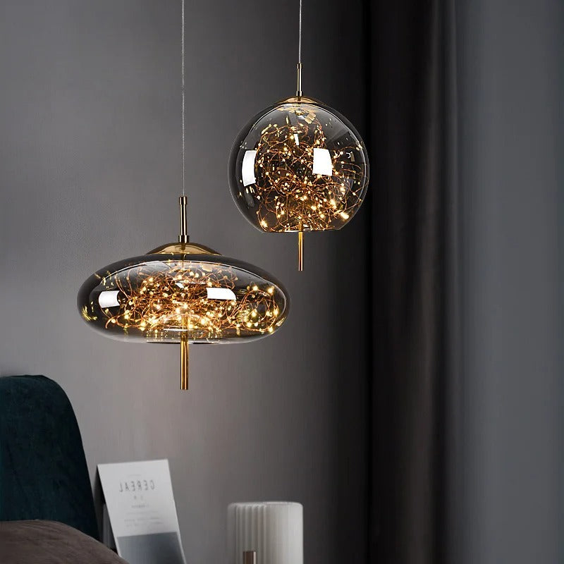 Moderne LED glazen plafondlamp - Stijlvol metalen design