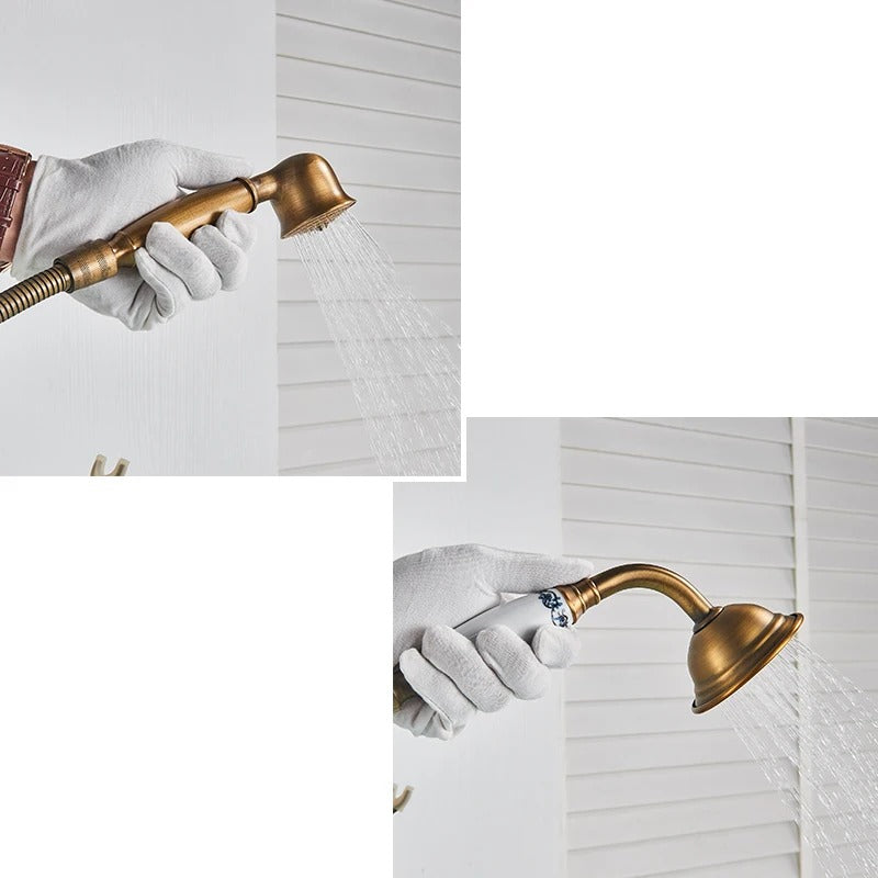 Antike Messing-Doppelgriff-Bodenstandarmatur – Klassisch & Funktional