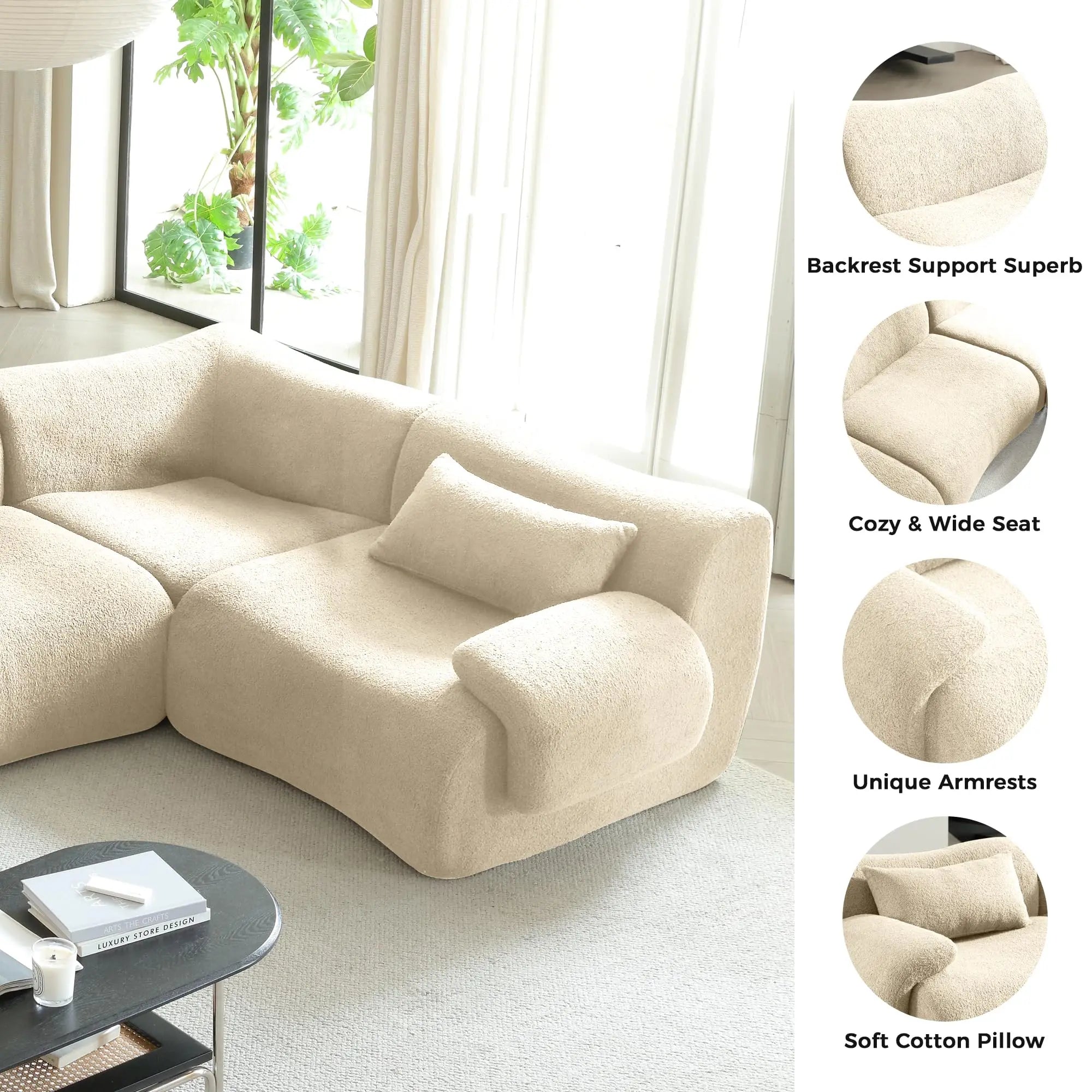 Wagrex 2-Zits Fluwelen Design Bankstel Stof – Mustafa