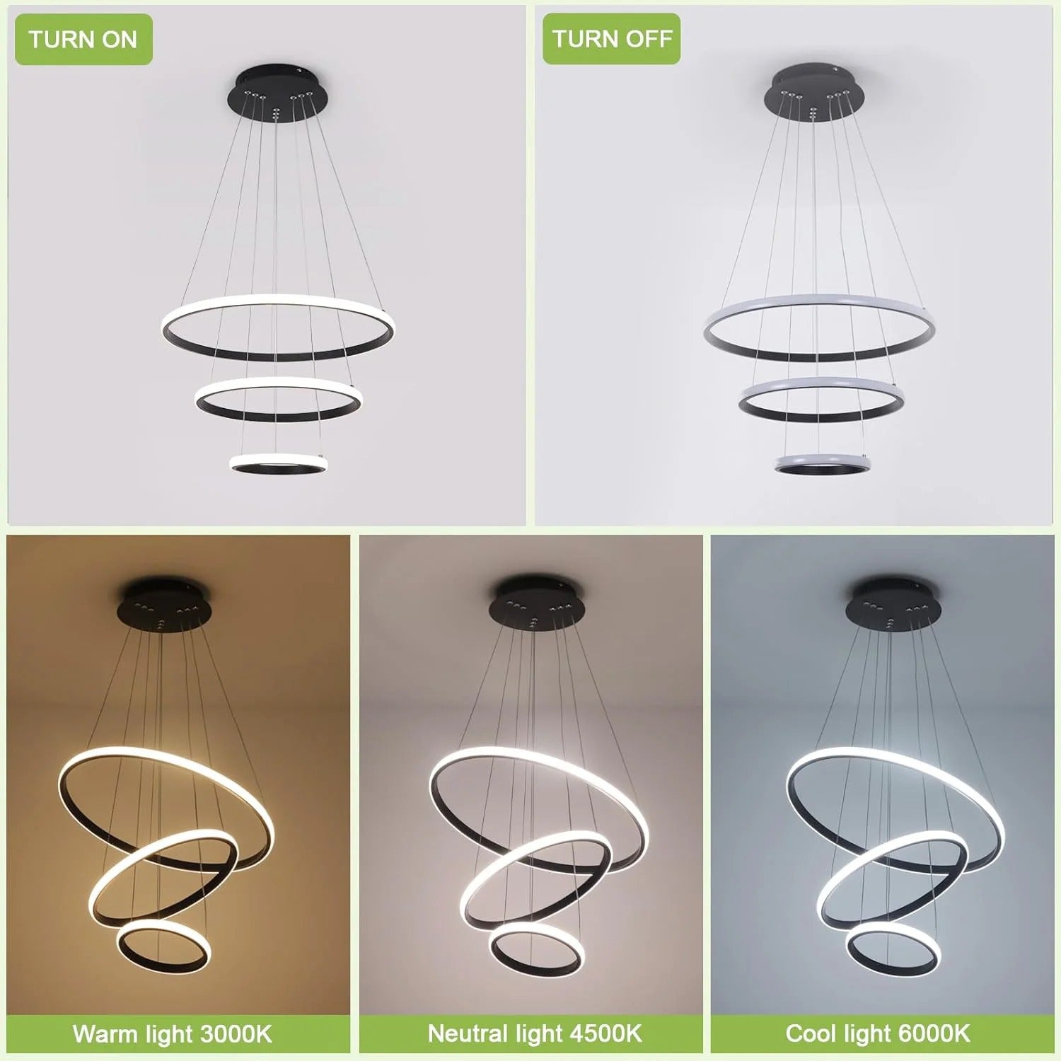 3 ringen moderne led plafond kroonluchter