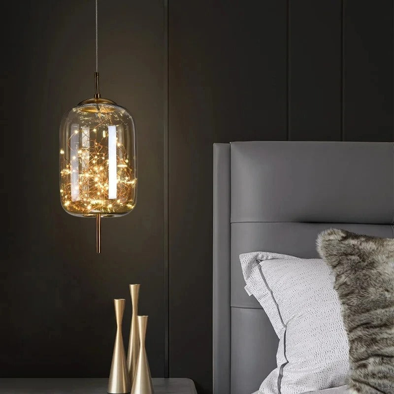 Moderne LED glazen plafondlamp - Stijlvol metalen design