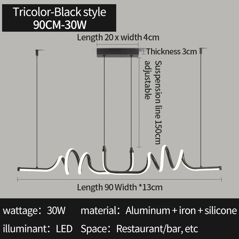 Moderne schwarze LED-Pendelleuchte – Minimalistisches Design für Esszimmer und Wohnzimmer