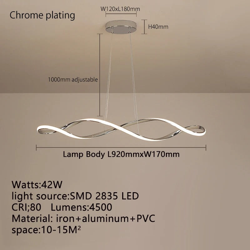Geschwungene moderne LED-Pendelleuchte