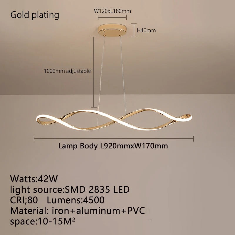 Geschwungene moderne LED-Pendelleuchte