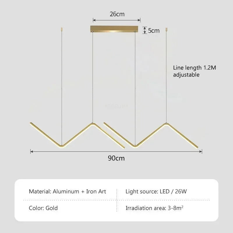 Moderne LED-Pendelleuchte | 90 cm Doppelarm-Design
