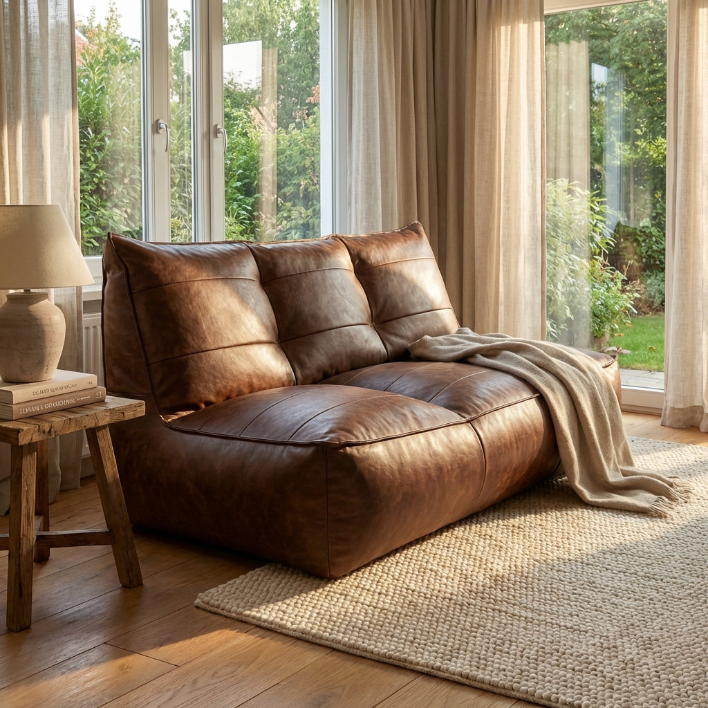 Wagrex - Fauteuil Zitzak Bank Modern Retro-Leer