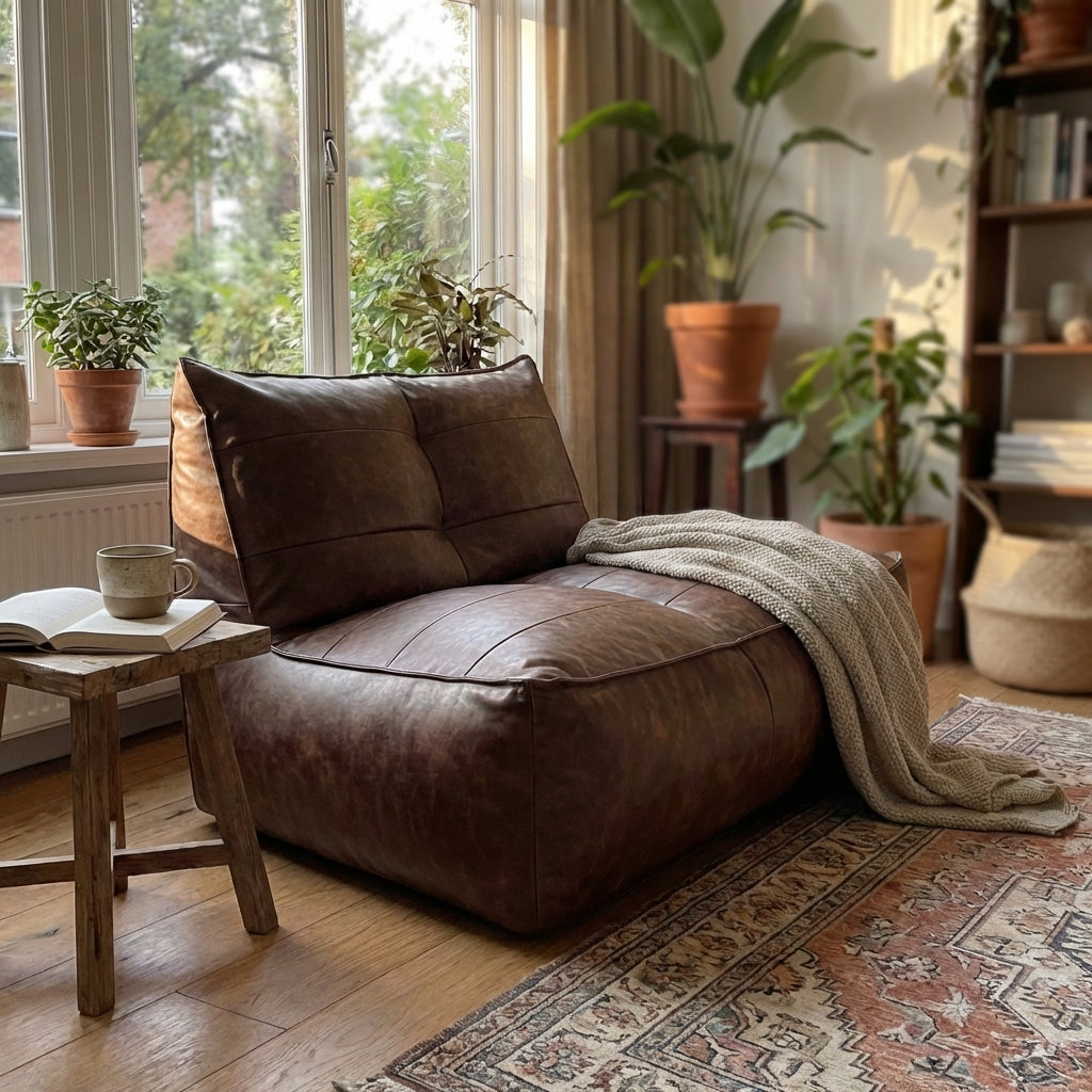 Wagrex - Fauteuil Zitzak Bank Modern Retro-Leer