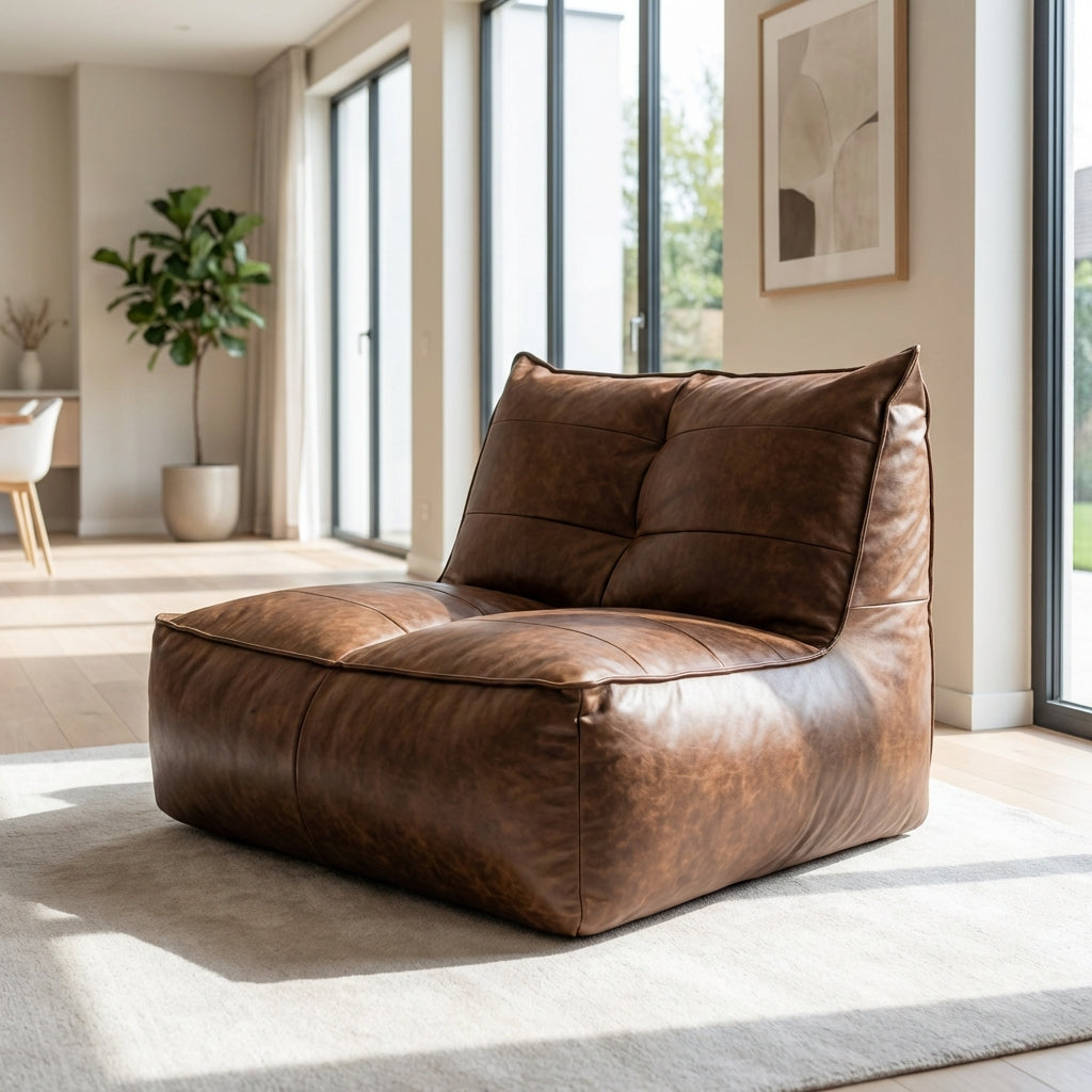 Wagrex - Fauteuil Zitzak Bank Modern Retro-Leer
